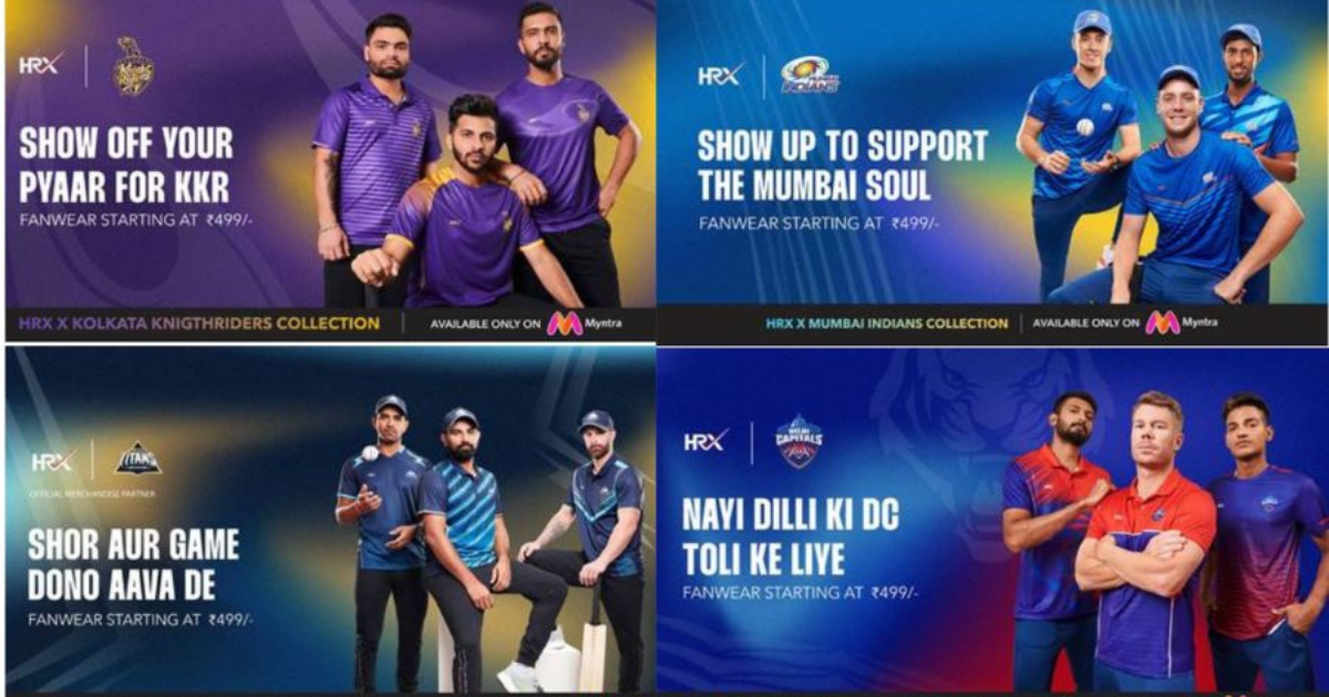 HRX turns the Official Fan Merchandise Partner for Four IPL Teams